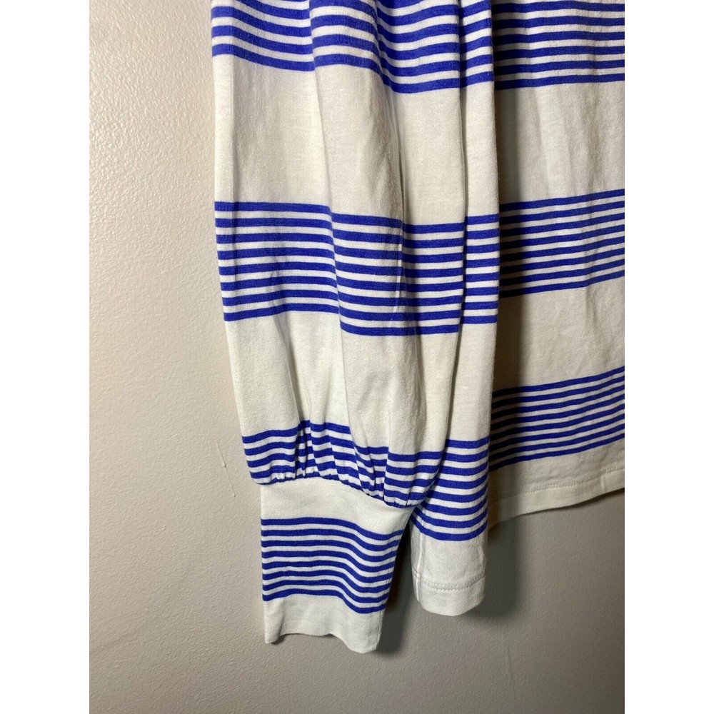 Talbots Ballon Long Sleeve Blue & White Boat Neck Super Soft T-Shirt Blouse XS - Picture 3 of 5